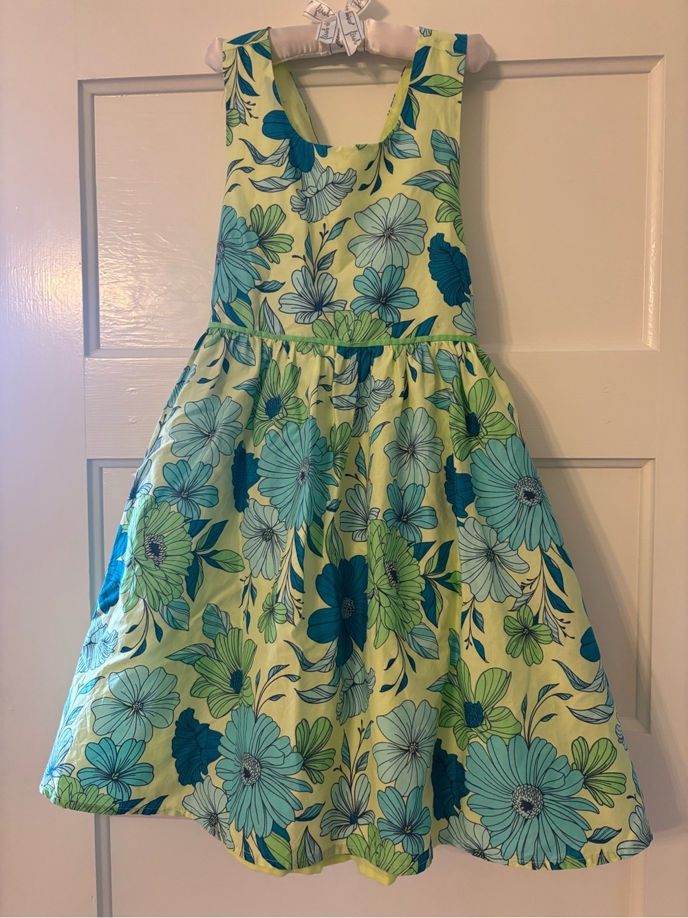 Cynthia Rowley Floral Dress Lime Green/Yellowish & Teal Aqua Accents Size 8